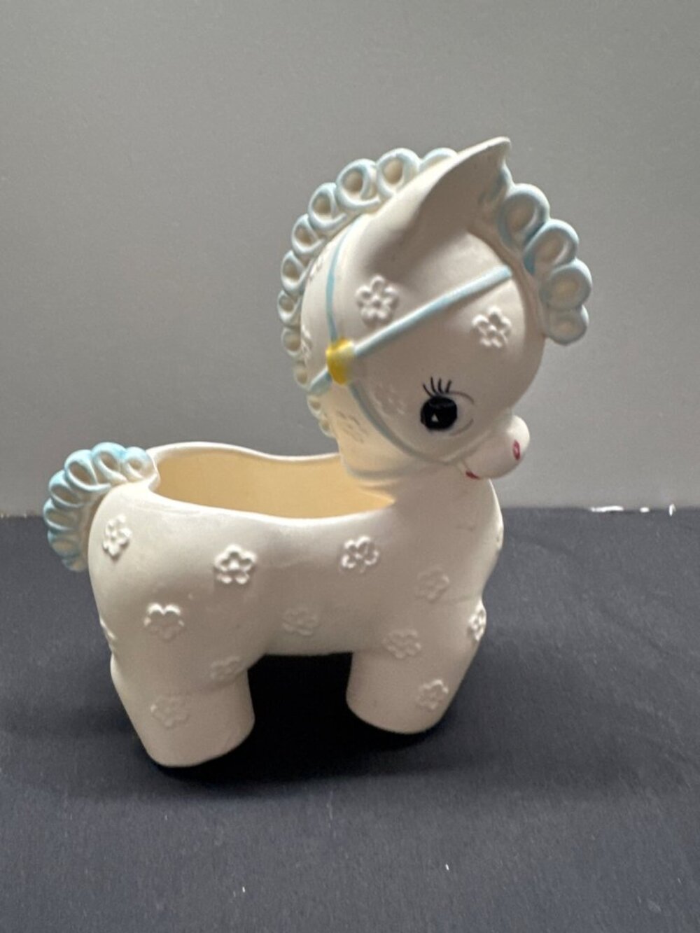 Vintage Inarco E2125 Anthropomorphic Ceramic Horse Planter With Floral Detail &